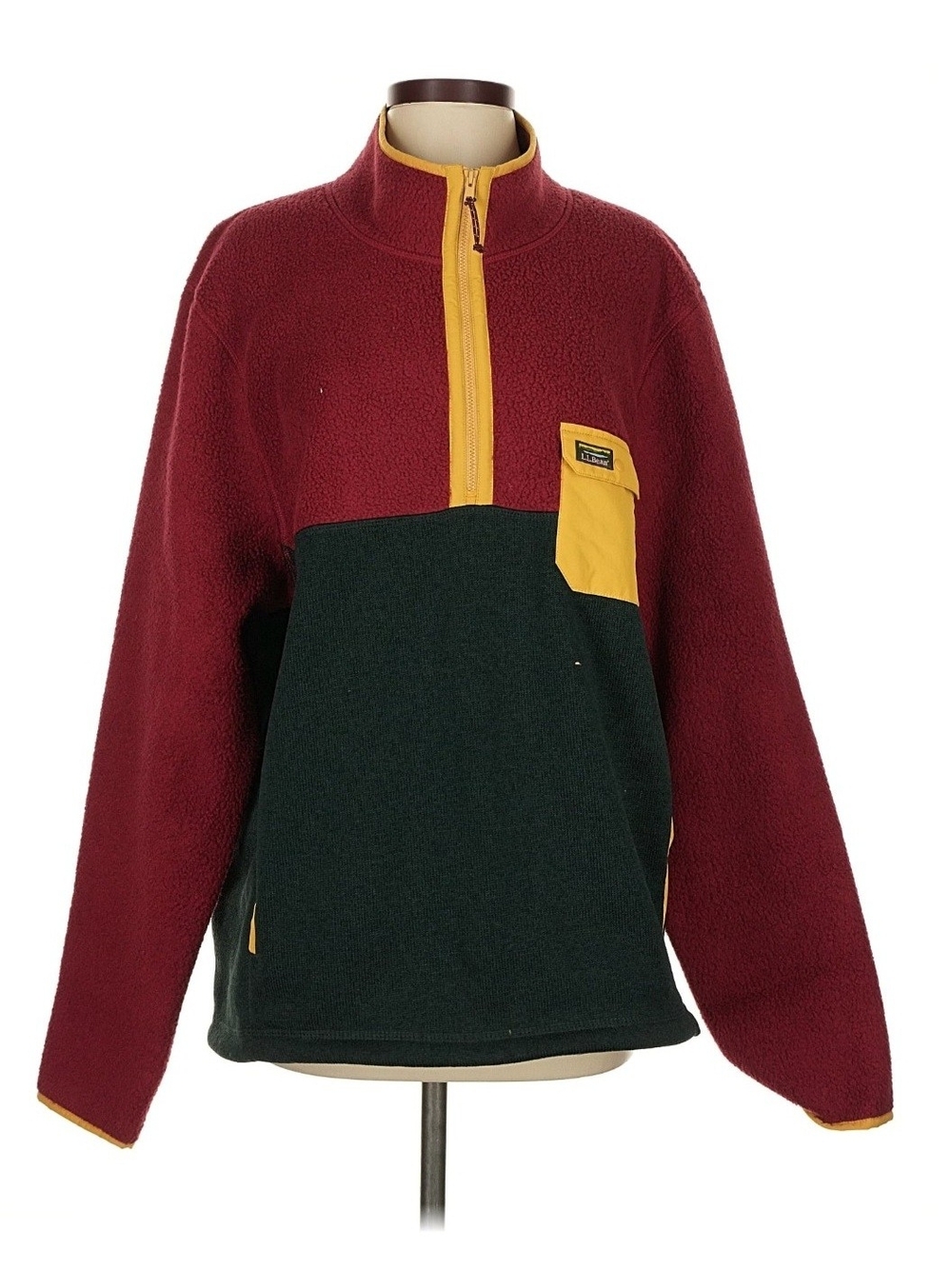 L.L. Bean Vintage Men’s Sherpa Quarter Zip Burgundy, Forest Green, Yellow Jacket